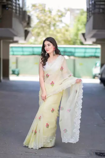 yellow kota doria saree