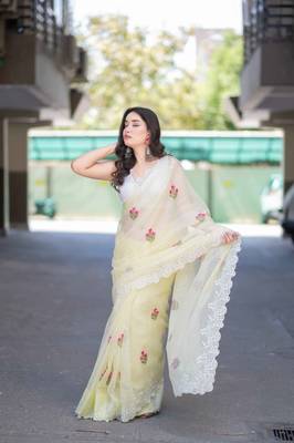 yellow kota doria saree 3