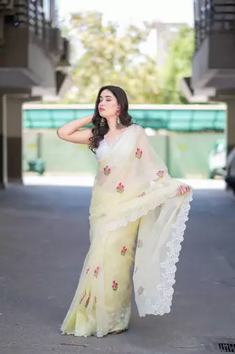 yellow kota doria saree
