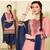 Baby Pink  and  Navy Blue Color Embroidered Semi Stitched Dress Material