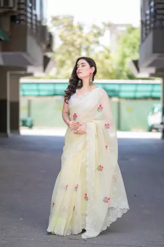 yellow kota doria saree
