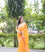 orange kota doria saree