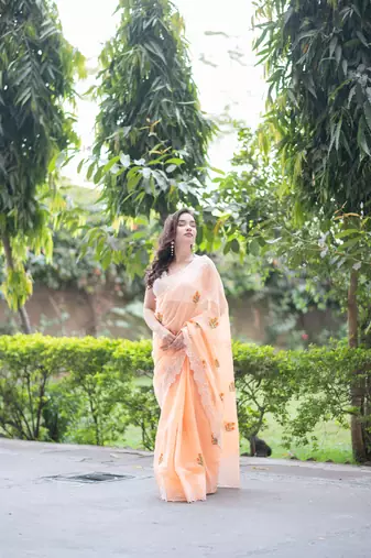 embroidered kota doria saree