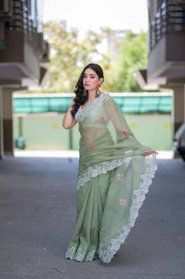 green kota doria saree 1