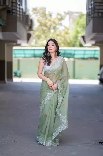 green kota doria saree