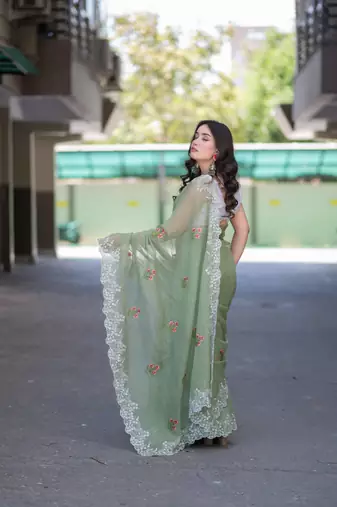 green kota doria saree