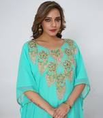 light-green  kaftan women dress long gown farasha morocco wear