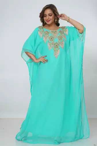 light-green  kaftan women dress long gown farasha morocco wear