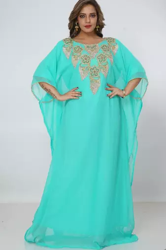 light-green  kaftan women dress long gown farasha morocco wear