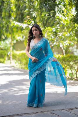 blue kota doria saree 2