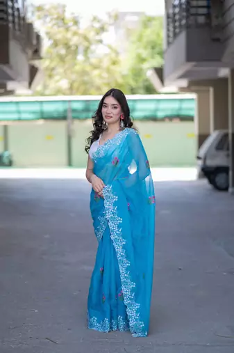 blue kota doria saree