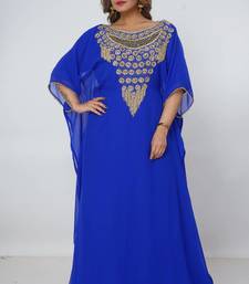 blue  kaftan women dress long gown farasha morocco wear