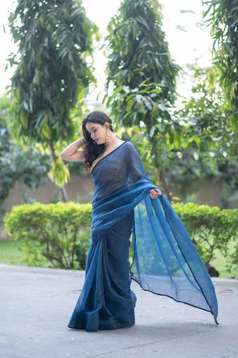 Blue lush kota doria saree