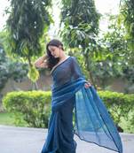 Blue lush kota doria saree
