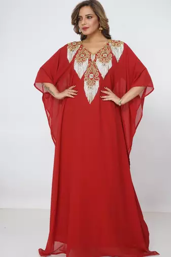 red  kaftan women dress long gown farasha jalabiya maxiwear
