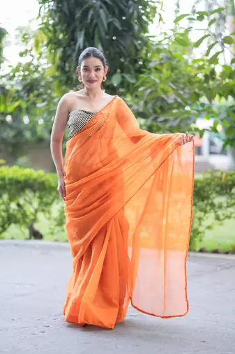Orange lush kota doria saree