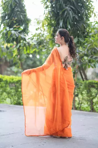 Orange lush kota doria saree