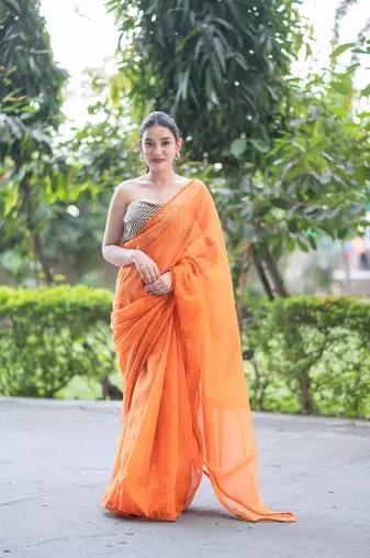 Orange lush kota doria saree