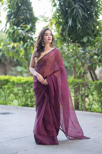 Purple lush kota doria saree