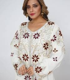 cream  kaftan women dress long gown farasha morocco wear