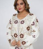 cream  kaftan women dress long gown farasha morocco wear