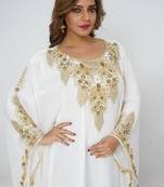 cream  kaftan women dress long gown farasha morocco wear