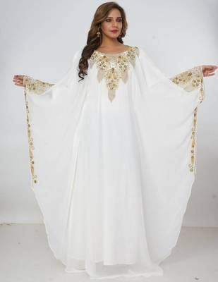 cream  kaftan women dress long gown farasha morocco wear 4