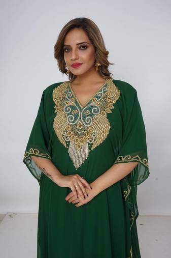 green  kaftan women dress long gown farasha morocco wear