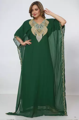 green  kaftan women dress long gown farasha morocco wear
