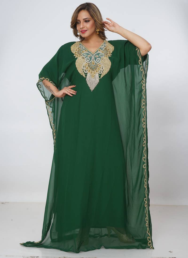 green  kaftan women dress long gown farasha morocco wear