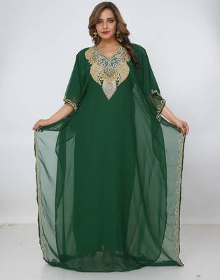 green  kaftan women dress long gown farasha morocco wear 3