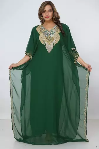 green  kaftan women dress long gown farasha morocco wear