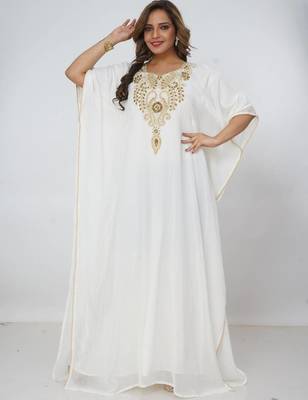 white  kaftan women dress long gown farasha morocco wear 3