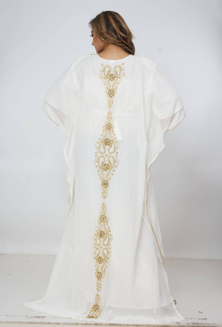 white  kaftan women dress long gown farasha morocco wear