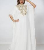 cream  kaftan women dress long gown farasha wear