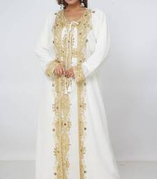 cream  kaftan women dress long gown farasha morocco wear
