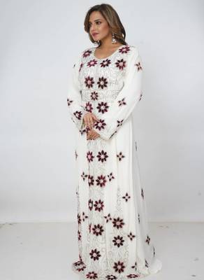 white  kaftan women dress long gown farasha morocco wear 1
