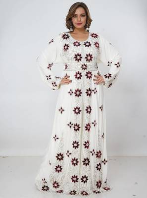 white  kaftan women dress long gown farasha morocco wear 3
