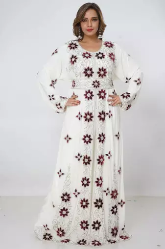 white  kaftan women dress long gown farasha morocco wear