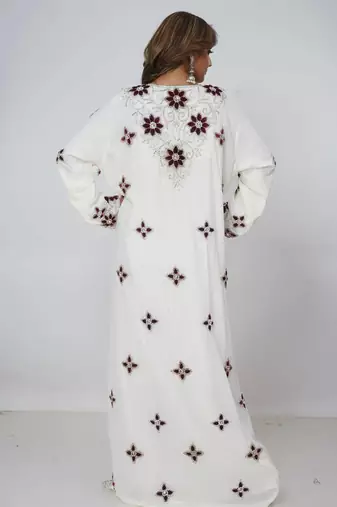 white  kaftan women dress long gown farasha morocco wear