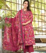 Cotton a-line kurti pant dupatta set