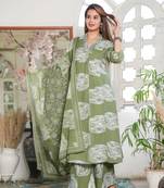 Cotton a-line kurti pant dupatta set