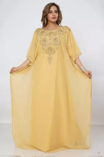 beige  kaftan women dress long gown farasha