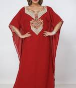 red  kaftan women dress long gown farasha morocco wear