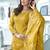Yellow Colour Chinnon Silk Embroidery Work Fully Stitched Salwar Suit