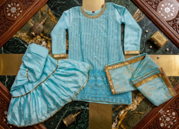 Sky Blue Chinon Silk Embroidered Salwar Suit 6