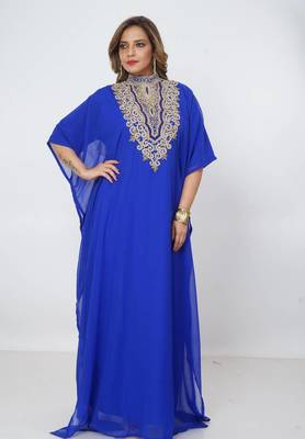 blue  kaftan women dress long gown farasha morocco wear 1