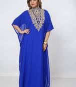 blue  kaftan women dress long gown farasha morocco wear