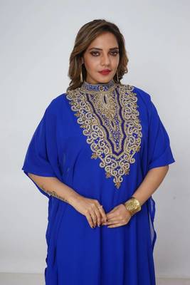 blue  kaftan women dress long gown farasha morocco wear 2