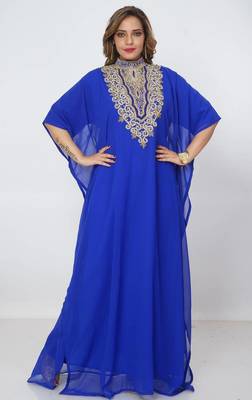 blue  kaftan women dress long gown farasha morocco wear 3